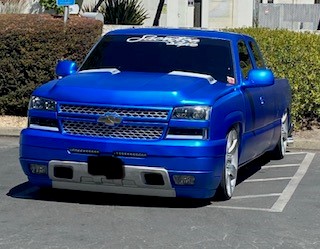 Blue truck wrap